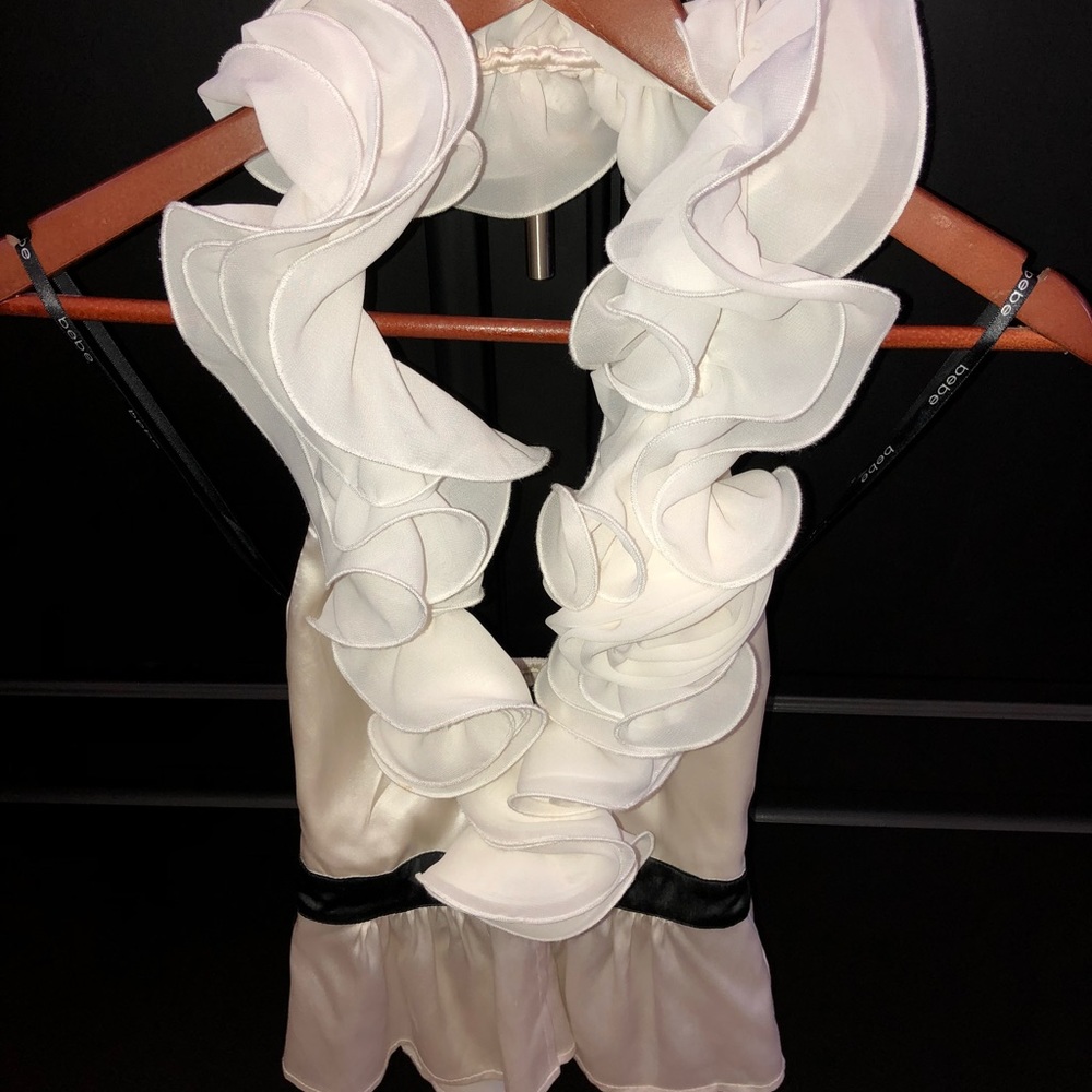*Bebe Ivory silk halter blouse*